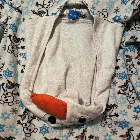 Disney Frozen Olaf SNOWMAN and SNOWFLAKE print hooded hoodie onesie one piece - Picture 6 of 16
